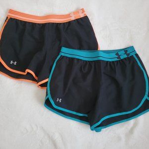2 Pairs of Under Armour Perfect Pace Shorts (Small)